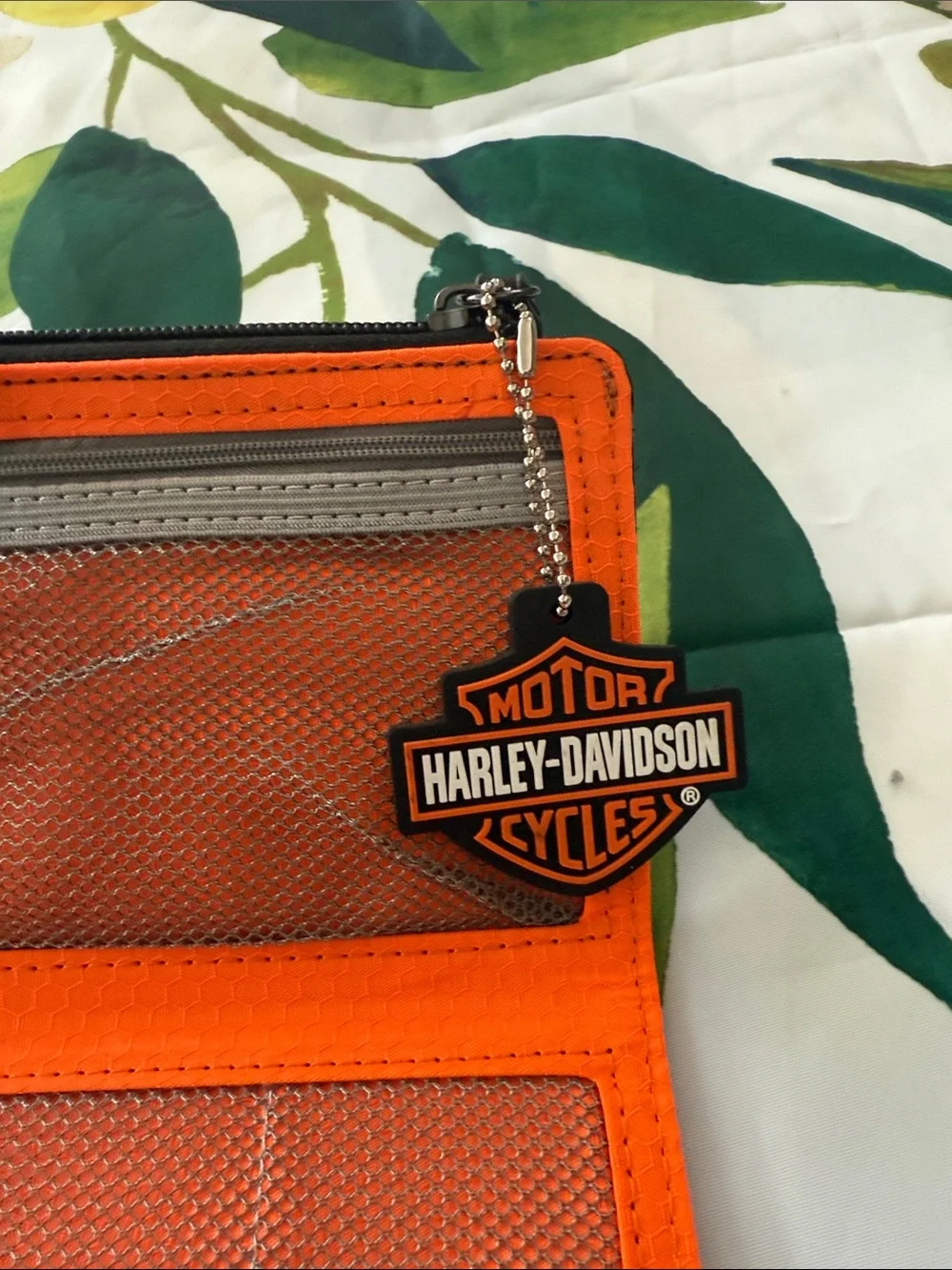 Harley-Davidson Black Wallet with Orange Logo Charm